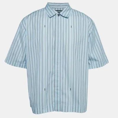 Pre-owned Jacquemus Blue Striped Cotton La Chemise Manches Courte Shirt Xl