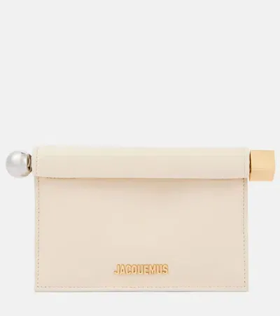 Jacquemus La Petite Pochette Rond Carré Leather Clutch In Metallic