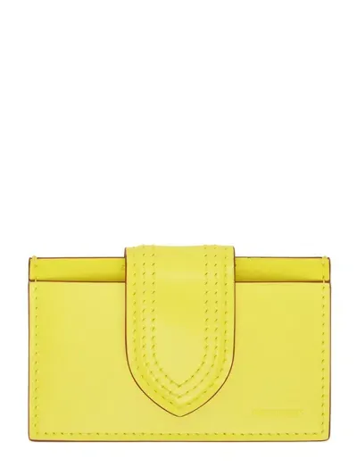 Jacquemus Leather Le Porte Carte Bambino In Yellow