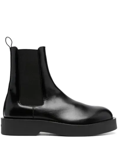 Jil Sander Leather Chelsea Boots In Black