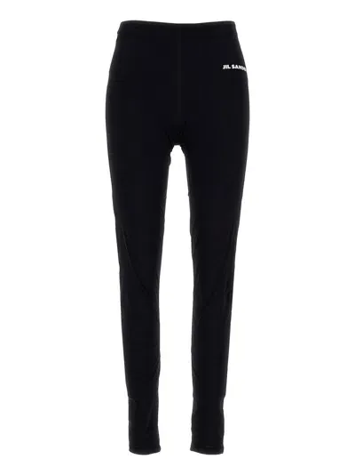 Jil Sander Logo Print Leggings In Black