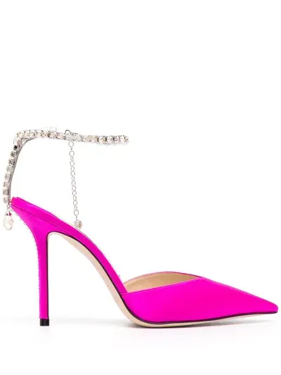 Jimmy Choo Saeda 100 Satin Pump In Fuchsia