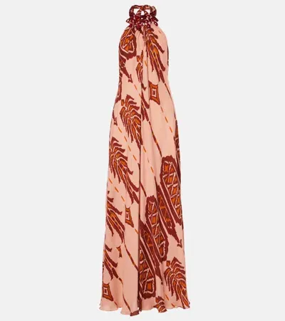 Johanna Ortiz Mohican Song Embellished Silk Maxi Dress In Burgundy