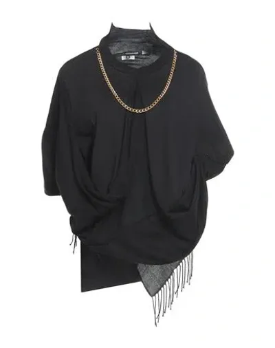 Junya Watanabe Fringe-detail Draped Top In Black