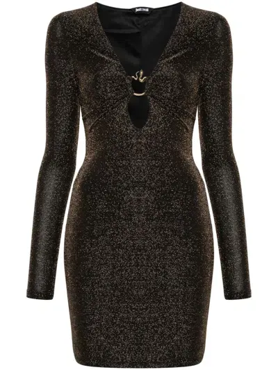 Just Cavalli Snake-detail Mini Dress In Brown