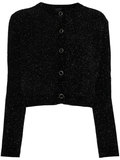 Juunj Logo-debossed Buttons Cardigan In Black