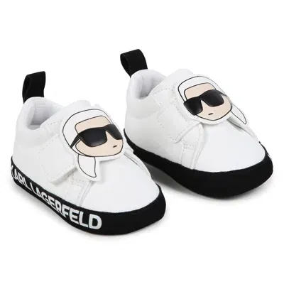 Karl Lagerfeld Kids' Ikonik Karl Sneakers With Contrast Sole In White