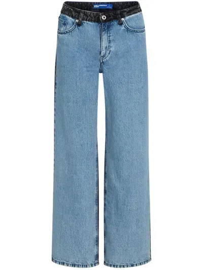 Karl Lagerfeld Jeans Colour-block Mid-rise Jeans In Black