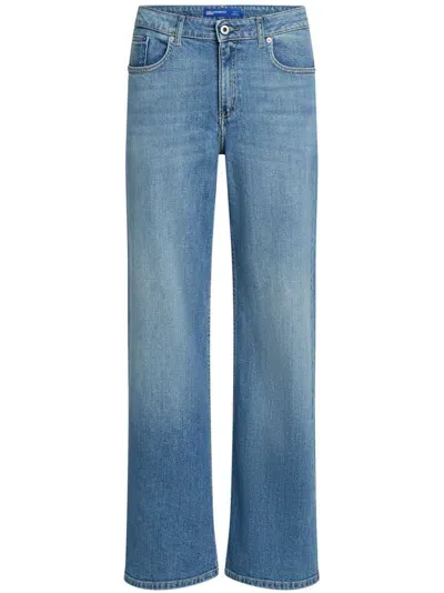 Karl Lagerfeld Jeans Split Hem Mid-rise Jeans In Blue