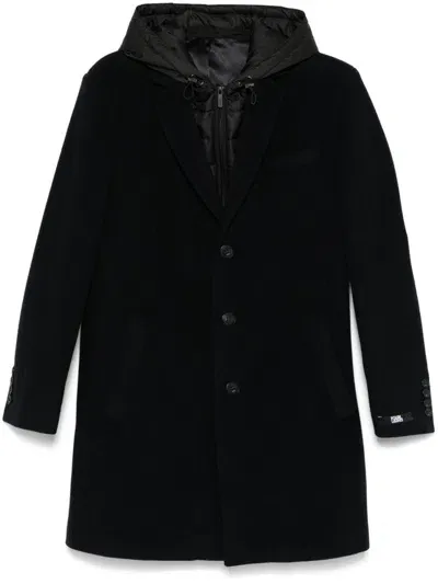 Karl Lagerfeld Layered Coat In Blue