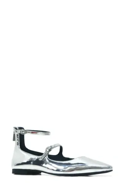 Kenneth Cole Nolita Ankle Strap Mary Jane Flat In Silver