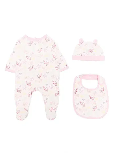 Kenzo Babies' Animal-print Cotton Pajama Set In Pink