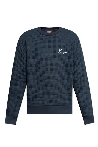 Kenzo Embroidered-logo Sweatshirt In Blue