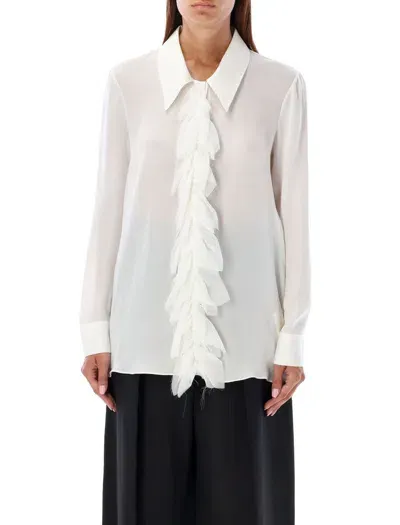 Khaite Luca Ruffle Shirt In White