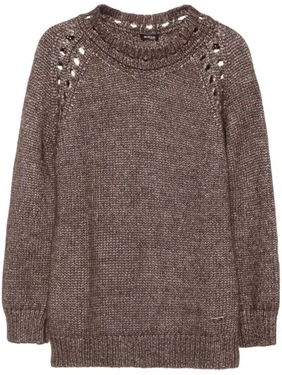 Kiton Open-knit Jumper In Brown