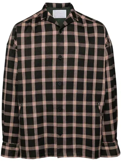 Kolor Plaid-patterned Shirt Jacket In Brown