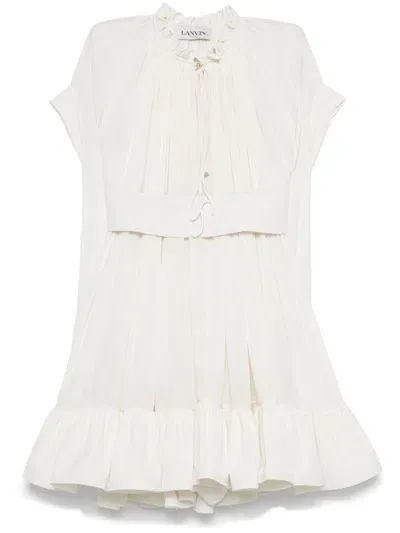 Lanvin Belted Mini Dress In White