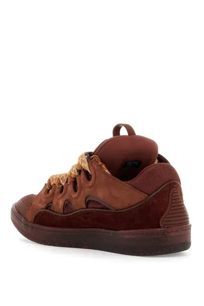 Lanvin Brown Curb Suede Sneakers