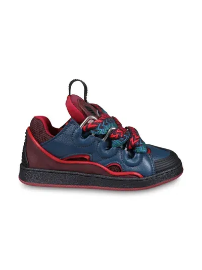 Lanvin Enfant Kids' Curb Leather Sneakers In Blue