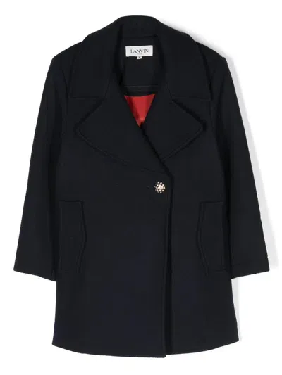 Lanvin Enfant Kids' Logo-appliqué Coat In Blue