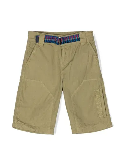 Lanvin Enfant Kids' Logo-embroidered Chino Shorts In Green