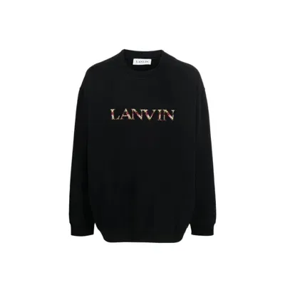 Lanvin Curb Logo-embroidered Cotton Sweatshirt In Black