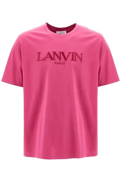 Lanvin T-shirt With Embroidered Logo Design In Pink