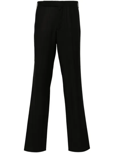 Lardini Straight Leg Linen Trousers In Schwarz