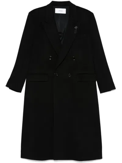 Lardini Virgin Wool Coat In Black