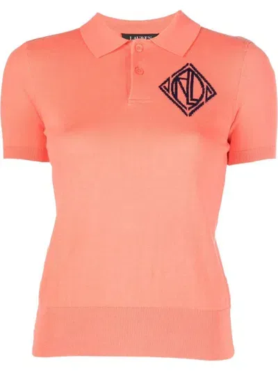 Lauren Ralph Lauren Vrajaija Knitted Polo Top In Orange