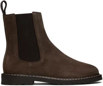 Legres Brown Suede Chelsea Boots In Dark Brown