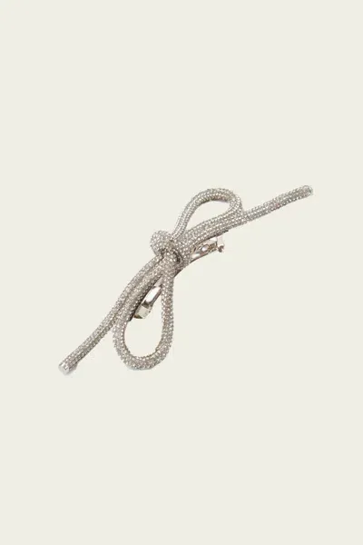 Lelet Sasha Crystal Bow Barrette In Rhodium In Metallic