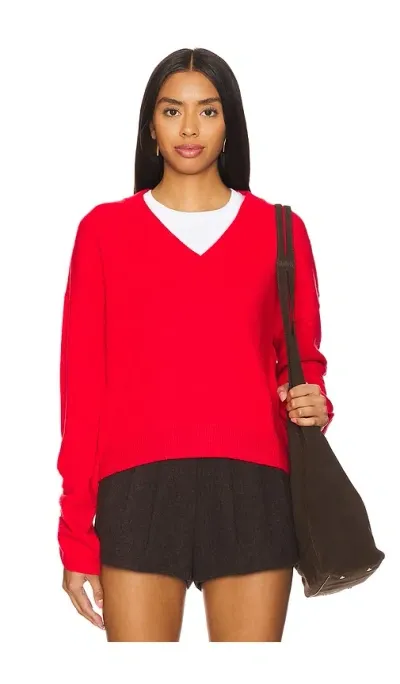 Lna Latigo V Neck Sweater In Red