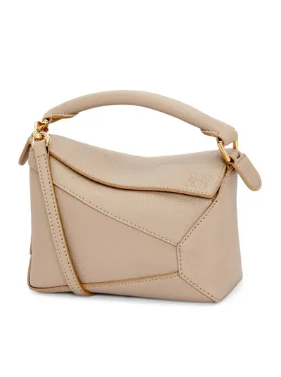 Loewe Mini Puzzle Bag In Soft Grained Calfskin In Gray