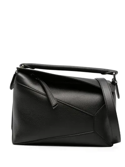 Loewe Small Puzzle Leather Bag In Black