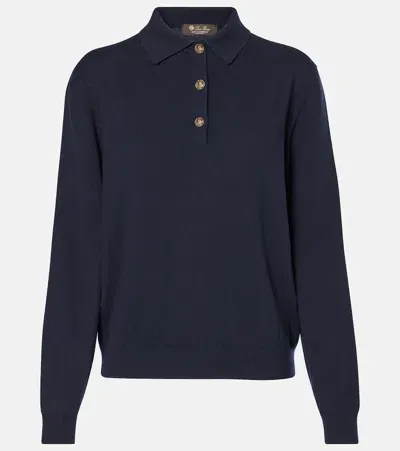 Loro Piana Classic Cashmere Polo Sweater In Blue