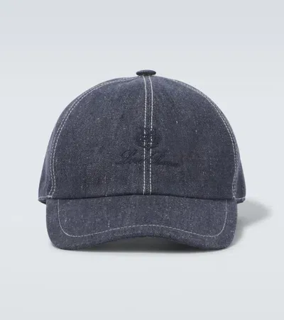 Loro Piana Denim Baseball Cap In Blue