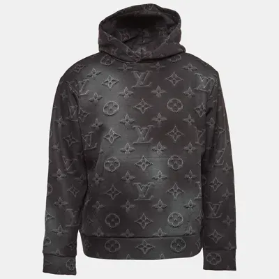 Pre-owned Louis Vuitton Grey 3d Monogram Cotton Knit Hoodie M