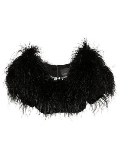 Loulou Feather-detailing Top In Black