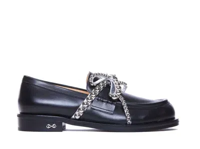 Mach &amp; Mach Crystal Studs Loafers In Black