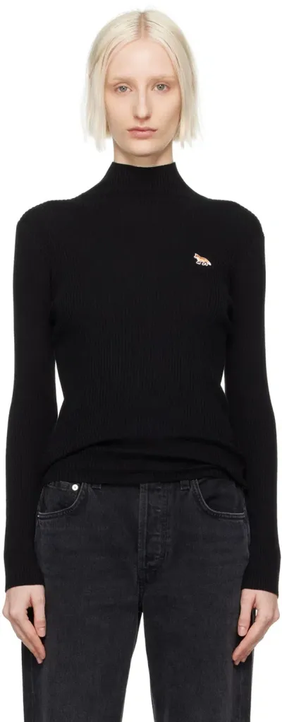 Maison Kitsuné Black Baby Fox Patch Turtleneck