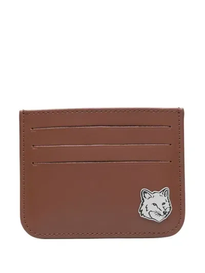 Maison Kitsuné Fox Head Card Holder In Brown