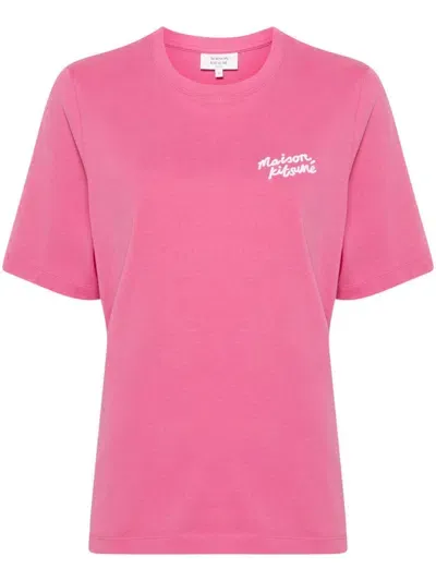 Maison Kitsuné Handwriting T-shirt In Pink & Purple