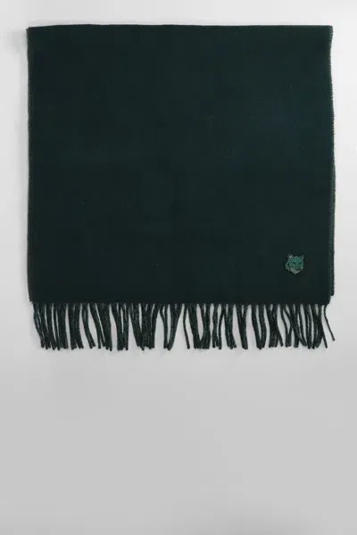 Maison Kitsuné Scarve In Green Wool