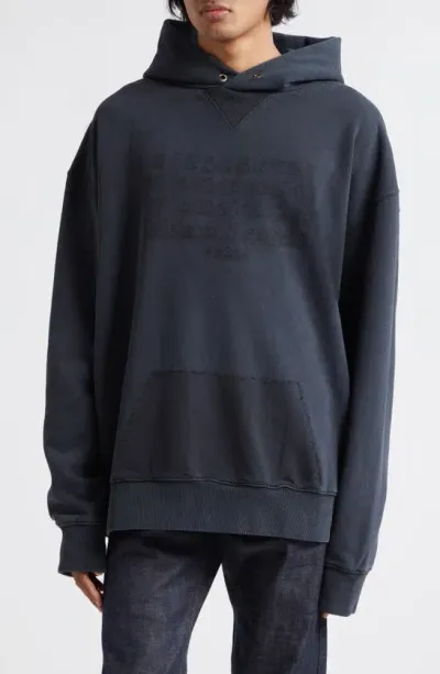 Maison Margiela Logo Brushed Cotton Hoodie In Gray