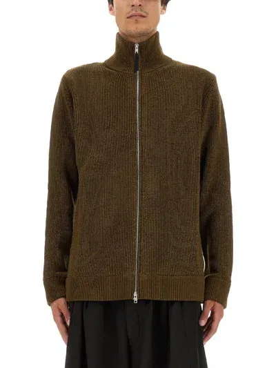 Maison Margiela Zippered Cardigan In Brown