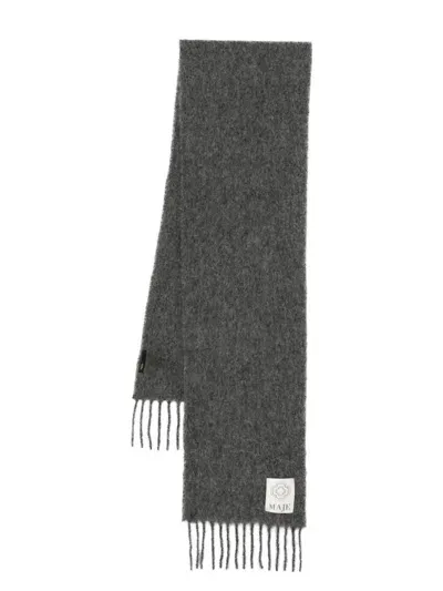 Maje Brushed-effect Scarf In Grey