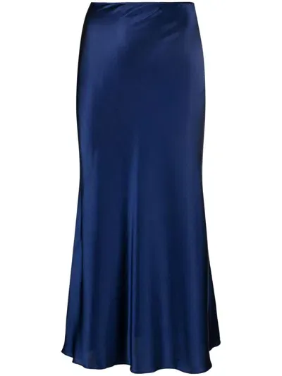 Manurí Patricia Silk Skirt In Blue