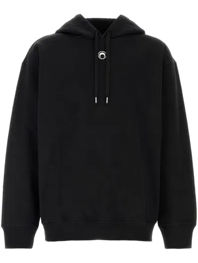 Marine Serre Embroidered Logo Hoodie In Black