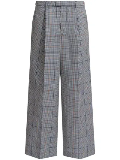 Marni Checked Wool Chinos In Blue